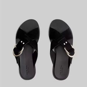 Beau Cross Strap Slide - Suede